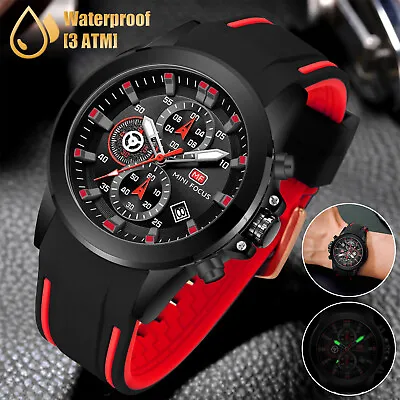 Waterproof Men's Quartz Chronograph Watch Military Sport Luminous Wristwatch US • $23.48