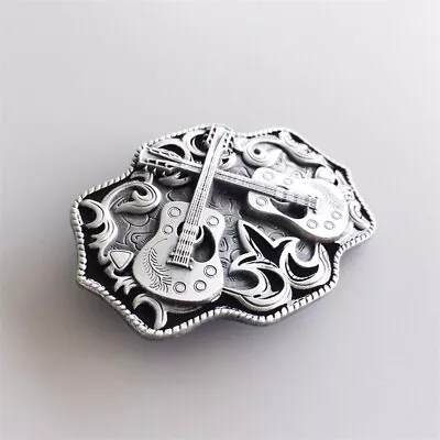 Western Country Cross Guitar Music Black Enamel Metal Belt Buckle • $9.99