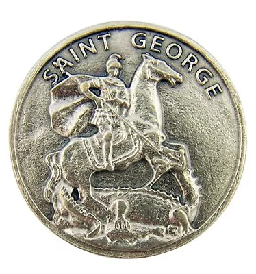Silver Tone Saint George And The Dragon Pocket Token Medal 1 1/4 Inch • $9.88