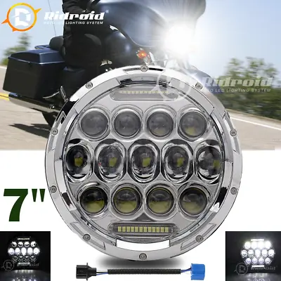 7  LED DRL Headlight For Harley Davidson Motorcycle Street Glide Fatboy US • $29.98