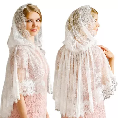 Women's Ladies Lace Scarf Hijab Maxi Shawl Head Wrap Soft Sheer Muslim Scarves • £4.79