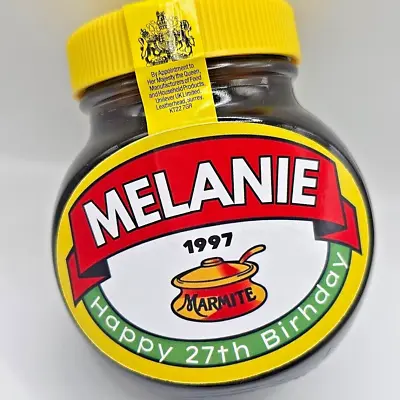 Personalised Customised Marmite Jar Label Sticker Bottle - Fun Birthday Gift • £2.39