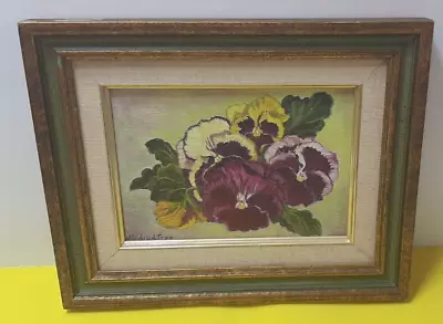 Vintage 8x10 Small Oil Painting Framed Floral Still Life Signed Mildred Frye • $9.99