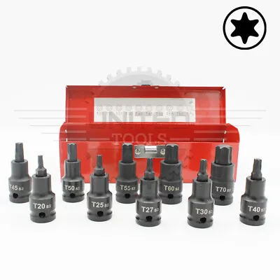 IMPACT TORX BIT Sockets Set 1/2  Drive Impact TX Star Sockets T20 To T70 • £14.99