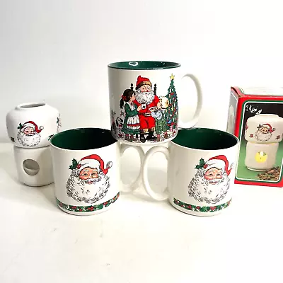 Vintage 80s Christmas Mugs Santa Claus Face Lot Room Scenter Potpourri Press 4pc • $28