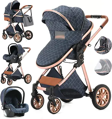 £198.99 • Buy 3 In 1 Buggy  Pram Set Travel System With Car Seat Folding Pushchair GIFTS