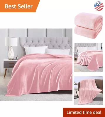 Pink King Size Fleece Blanket - Soft Microfiber Flannel Throw For Bed Or Couch • $55.79