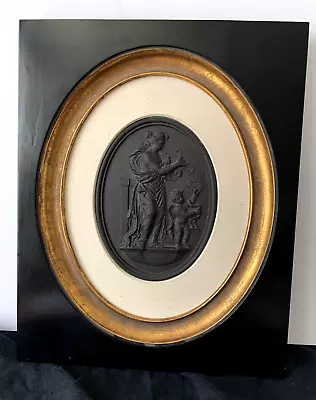 Antique Wedgwood Black Basalt Framed Cameo Plaque Intaglio Neoclassical Artwork • £724.97