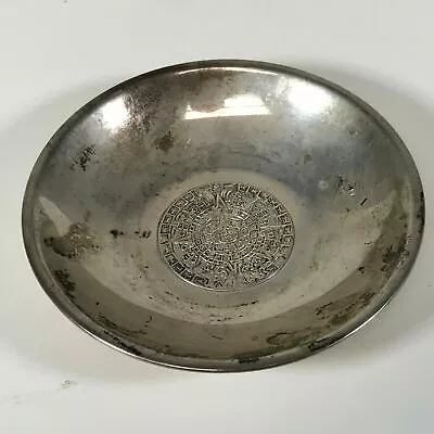 Samll Plat Mex Vintage Mexican Mayan Aztek Design Sterling Bowl • $60