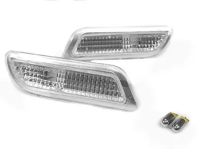 Clear Bumper Side Marker Light + Chrome Bulbs For 1998-02 Mercedes Benz CLK W208 • $38.19