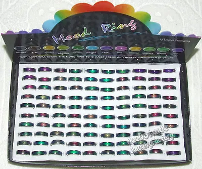 Wholesale 100pcs Mood Rings Mix Size 6-10 Color Changable Unisex Fashion Jewelry • $29.99