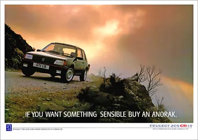 £4.99 • Buy Peugeot 205 Gti 1.9 Pug Retro A3 Poster Print From Classic 80's Advert