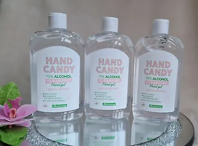 3 Pack Hand Candy 75% Alcohol Cleansing Hand Gel Quick Drying 465ml Each • £9.99