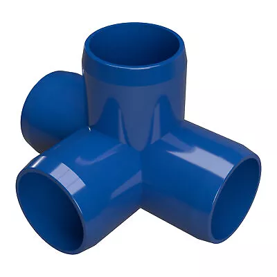 1-1/4  4-Way PVC Tee Fitting Blue (4-PK) FORMUFIT Furniture Grade Made In USA • $21.99