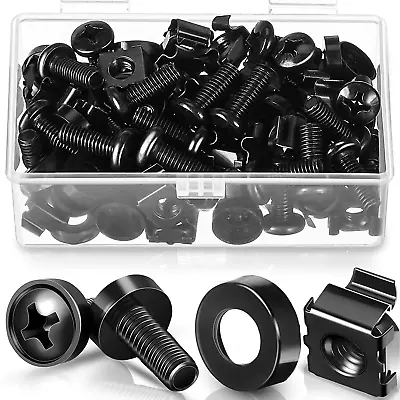 50 Pack M6 X 16 Mm Rack Mount Cage Nuts Screws And Washers Stainless Steel Blac • $20.45