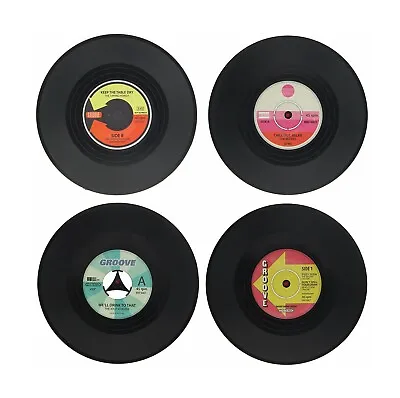 £4.95 • Buy Set Of 4 Retro Vinyl Records Cup Glass Coasters Music Fan Beer Place Mats