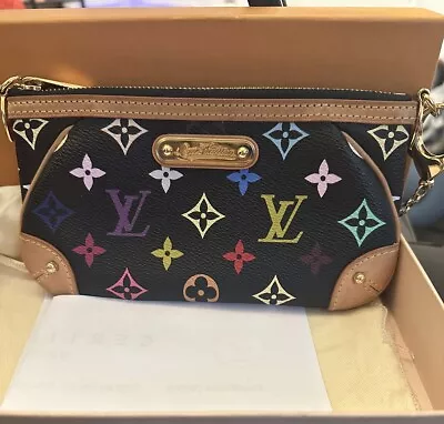 Louis Vuitton Multicolor Monogram Milla Pouch Pochette Clutch Shoulder Bag Gold • $461