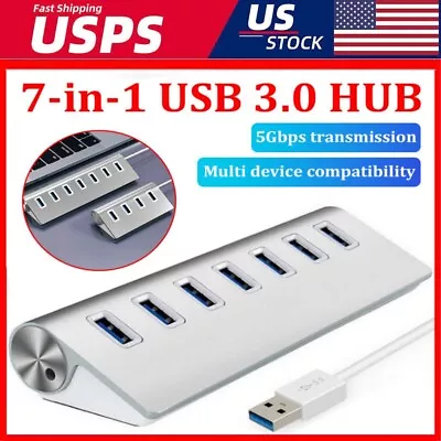 4/7 Port USB 3.0 Hub Cable Power Adapter Splitter Multiple Extender For Laptop • $21.80