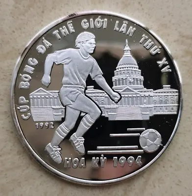 VIETNAM 100 Dong 1992 Silver Proof 1994 FIFA Soccer World Cup In USA • $75