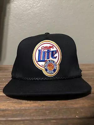 Miller Lite Beer Black Snap Back Trucker Rope Golf Hat • $24