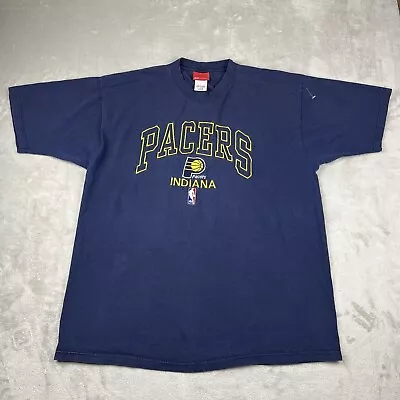 Vintage 90s Indiana Pacers Reebok T Shirt Mens Large NBA Basketball Blue • $14.99