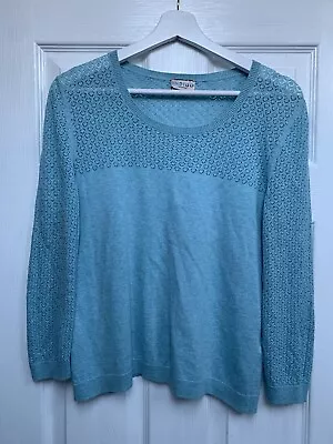 Marks And Spencer Indigo Ladies Duck Egg Blue Cotton Top Size 14 • £14.99