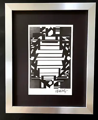 VICTOR VASARELY  PRINT FROM 1970 + SIGNED GEOMETRIC ABSTRACT +NEW FRAME 14x11in. • $149