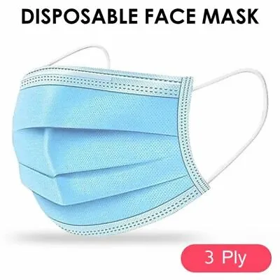 Disposable Face Mask Surgical 3 Ply Mouth Nose Guard Cover Dust Protection • £59.96