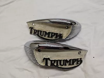 TRIUMPH MOTORCYCLE GAS PETROL TANK BADGES 1967-68 BONNEVILLE Vintage Cafe  • $80