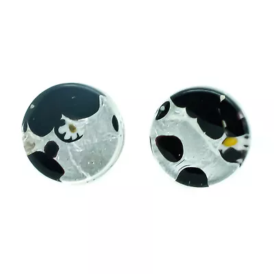 Murano Glass Cufflinks Circular Black Silver Venice Wedding Made In Italy • £15.95