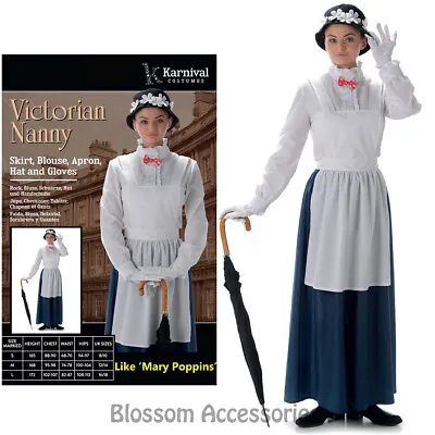 CL981 Victorian Nanny Mary Poppins Book Week Fancy Dress Up Edwardian Costume • $31.16