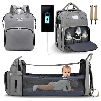 £12.45 • Buy Mummy Nappy Changing Bag With USB Charging Port Baby Diaper Pram Clips Backpack