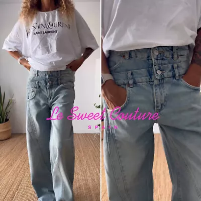 $74.30 • Buy Zara Woman Nwt Ss23 Trf Wide-leg Double-waistband Jeans Blue All Sizes 6688/202
