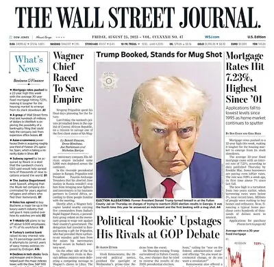 $32.99 • Buy Trump's Mug Shot - Wall Street Journal Newspaper 8-25-23 - BRAND NEW Ships Flat