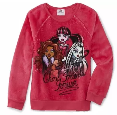 MONSTER High Shirt Girl's 14/16 NeW Draculaura Frankie Clawdeen Soft Fuzzy Top • $19.99