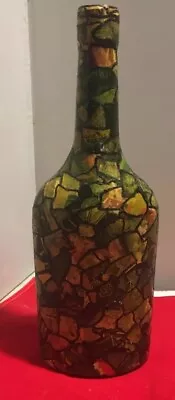 VTG Folk Art Bottle Collage-memory Wallpapered Bottle-11” • $24.99