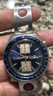 Vintage Seiko Blue Kakume 6138-0030 Speed-timer Spanish English Calendar Auto • $375