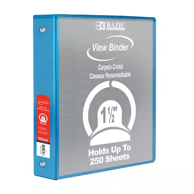 BAZIC 3 Ring Binder 1.5  Economy View Binders Cyan Hold 280 Sheets 12-Count • $15.64