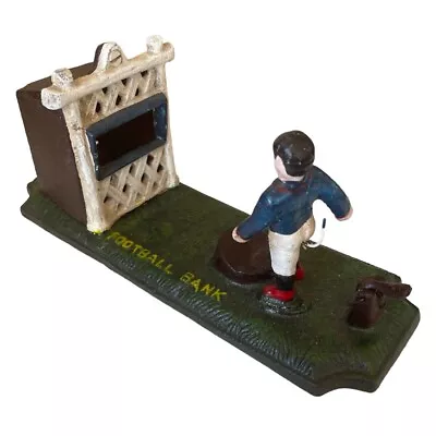 Cast Iron Football Soccer Mechanical Coin Bank Model Toy - John Harper 1895 New • $119.95