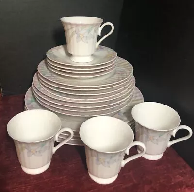 MIKASA Pink Melody 20 Pc Dinner Salad Plate Soup Bowl Cup Saucer China • $154