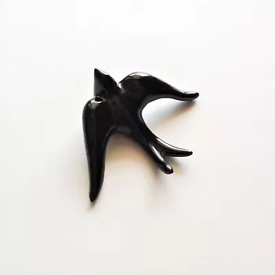 £12 • Buy Black Glassed Painted Clay Swallow // Portuguese Ceramic Wall Swallow 14cm