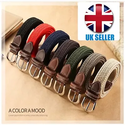 Elastic Narrow Fabric Braided Belt Enduring Stretch Woven Belt For Women Girl • £8.99