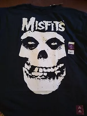 Men's MISFITS GHOST FIEND SKULL T-shirt 2xl /50-52 Black Tee/White Graphic Front • $14.95