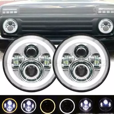 2Pcs 7Inch LED Round Headlights Angel Eyes DRL Lamp For Chevy Pickup Truck 3100 • $141.89