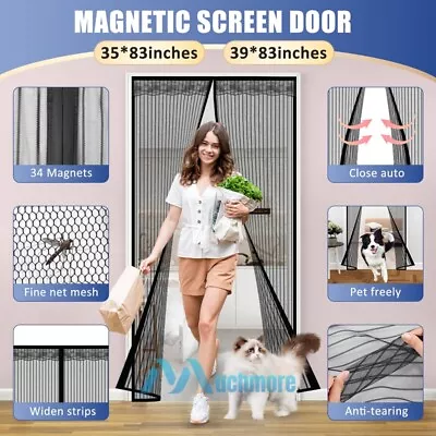 Magnetic Door Screen Heavy Duty Hands-Free Mosquito Mesh Anti Bugs Fly Curtain • $28.93