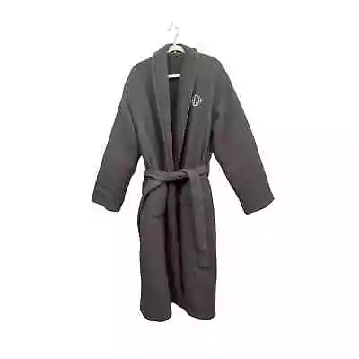 Pottery Barn Robe Size Large Waffle Weave Terry Gray Monogram • $38.50