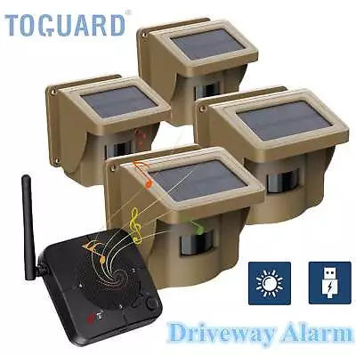 Solar Wireless Driveway Alarm System 1/2 Mile Motion Sensor PIR Detector IP66 • $59.99