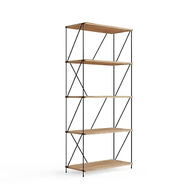 5 Tier Bookshelf Shelving Unit Storage Light Oak • £38.99