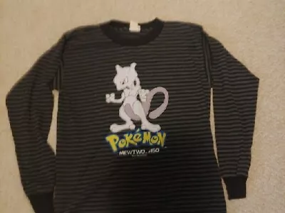 Vintage 90s Pokémon Mewtwo Striped Long Sleeve Shirt Pokemon Official Nintendo  • $59.99