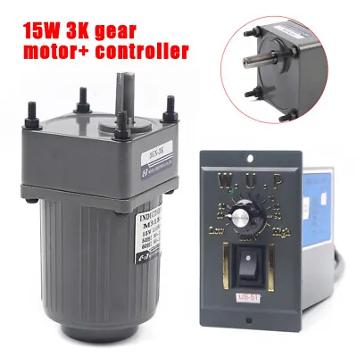 110V AC Gear Motor Electric + Variable Speed Controller 1:3 0-450 RPM 15W Motor • $66